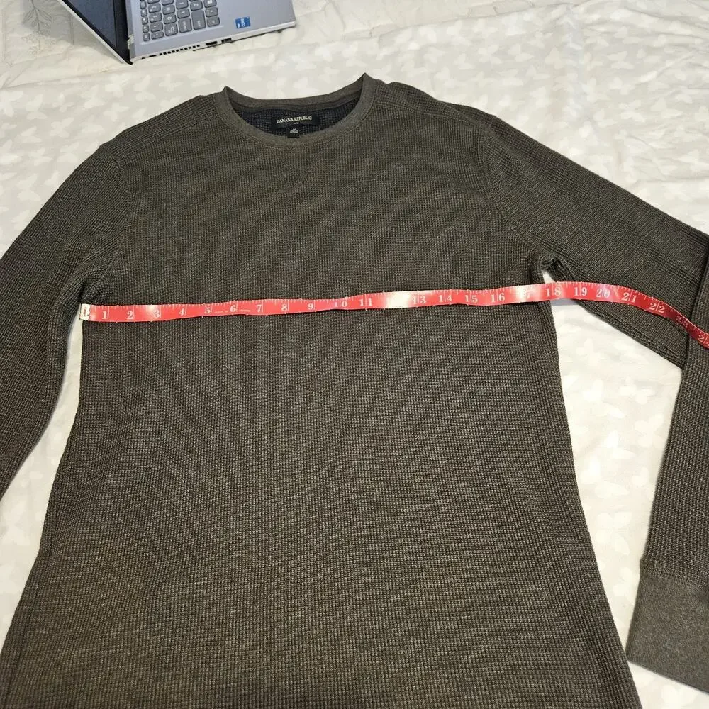 Banana Republic Men's Olive Knit Sweater Waffle-Knit Crew Neck Pullover M
